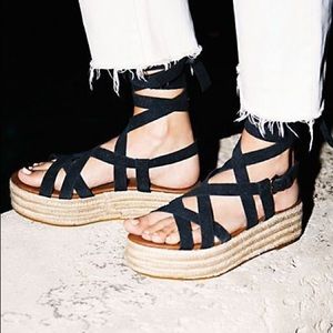 FR x FP Milly Vegan Suede Flatform Espadrilles in Black